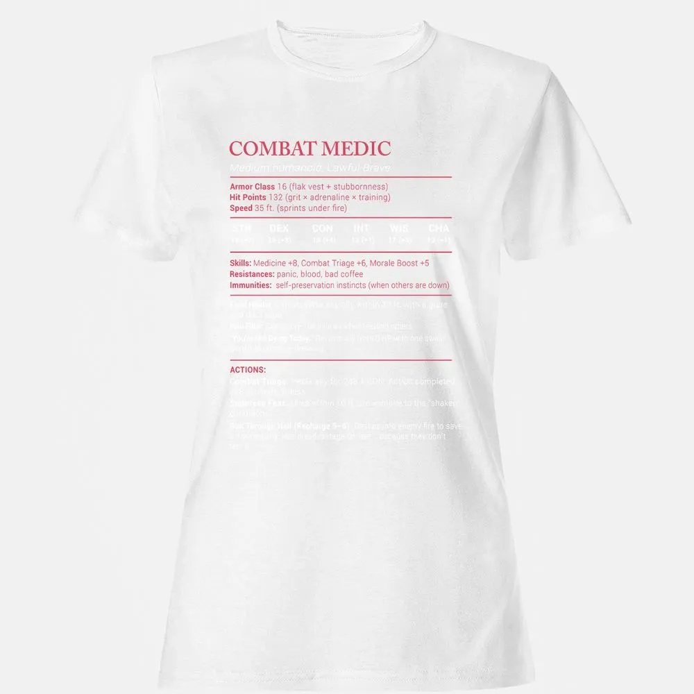 Combat Medic Stats Women's T-Shirt - White - 16