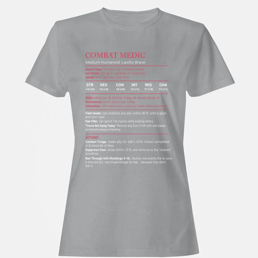 Combat Medic Stats Women's T-Shirt - Sport Grey - 15