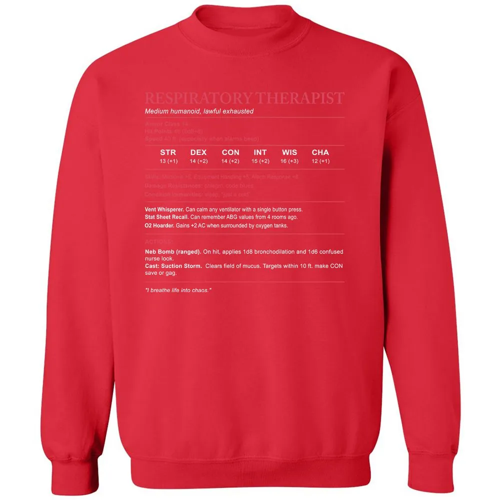 Respiratory Therapist Classic Unisex Sweatshirt - Red - 5