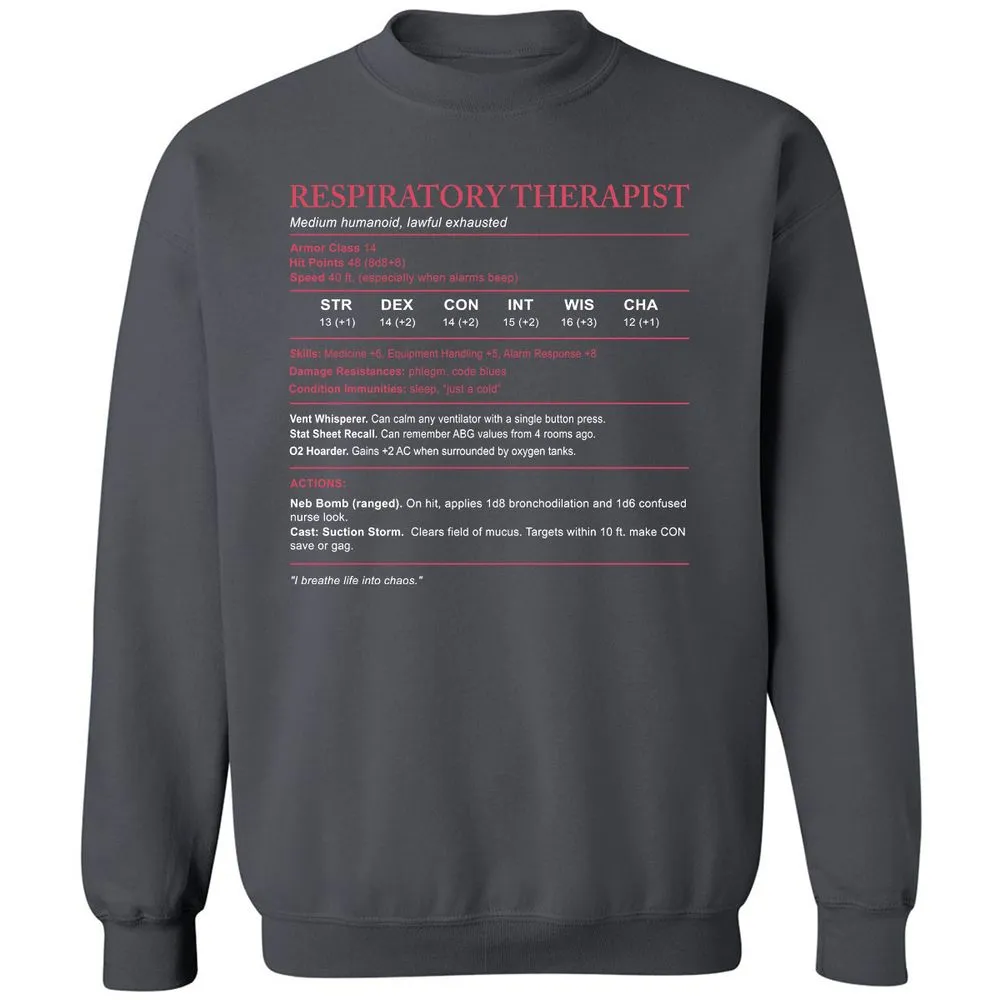 Respiratory Therapist Classic Unisex Sweatshirt - Charcoal - 7