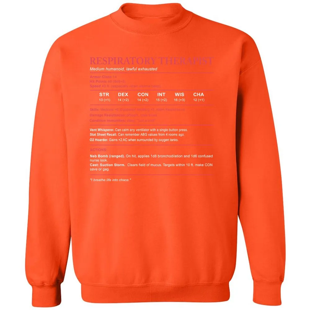 Respiratory Therapist Classic Unisex Sweatshirt - Orange - 10