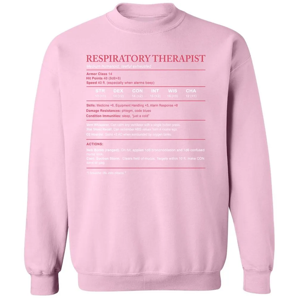Respiratory Therapist Classic Unisex Sweatshirt - Light Pink - 3