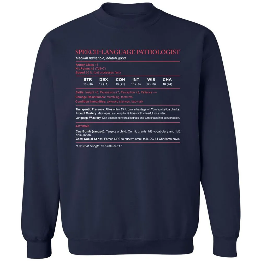 Speech Language Pathologist Stats Classic Unisex Sweatshirt - Navy - 2