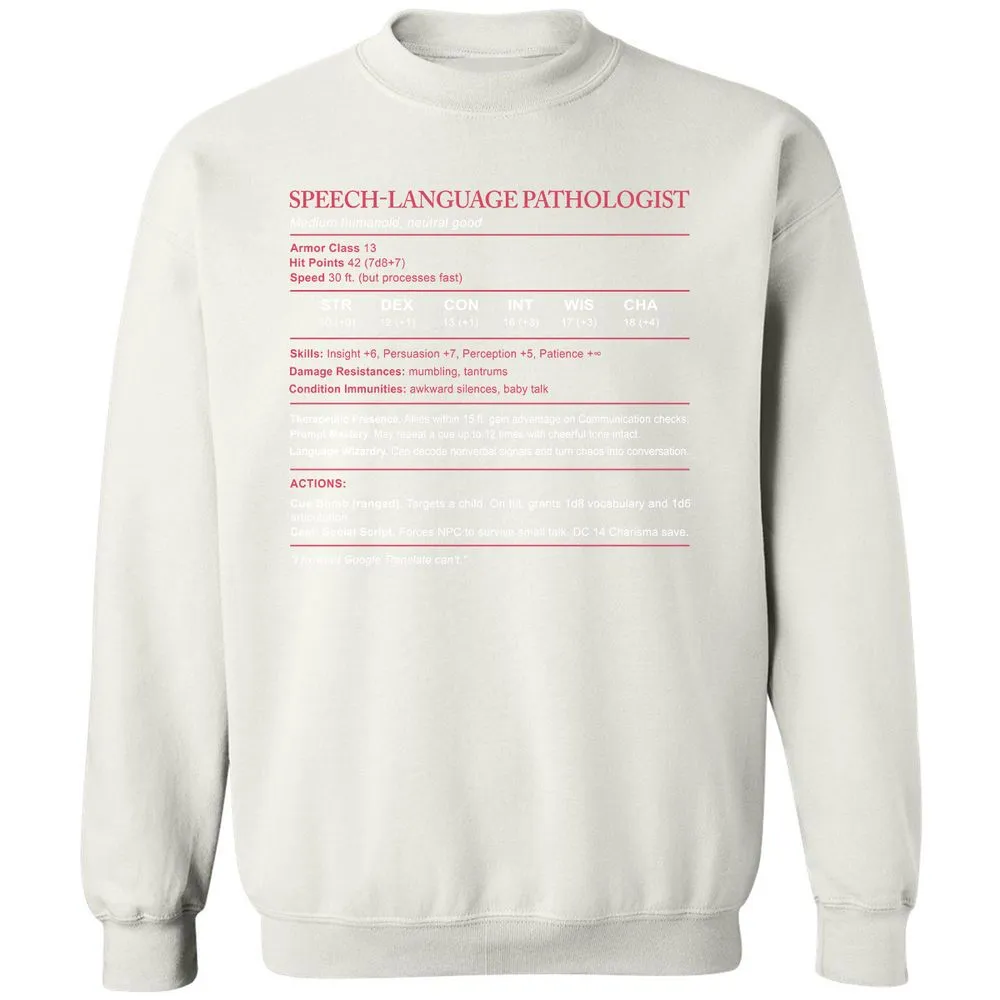 Speech Language Pathologist Stats Classic Unisex Sweatshirt - White - 12