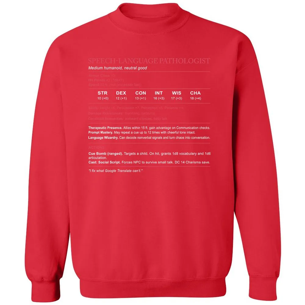 Speech Language Pathologist Stats Classic Unisex Sweatshirt - Red - 5