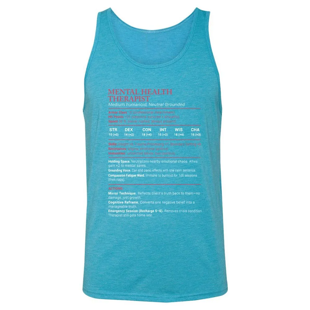 Mental Health Therapist Stats Unisex Jersey Tank - Aqua Triblend - 3