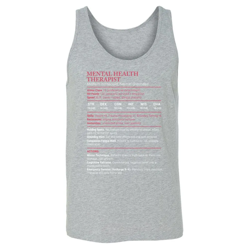 Mental Health Therapist Stats Unisex Jersey Tank - Athletic Heather - 4