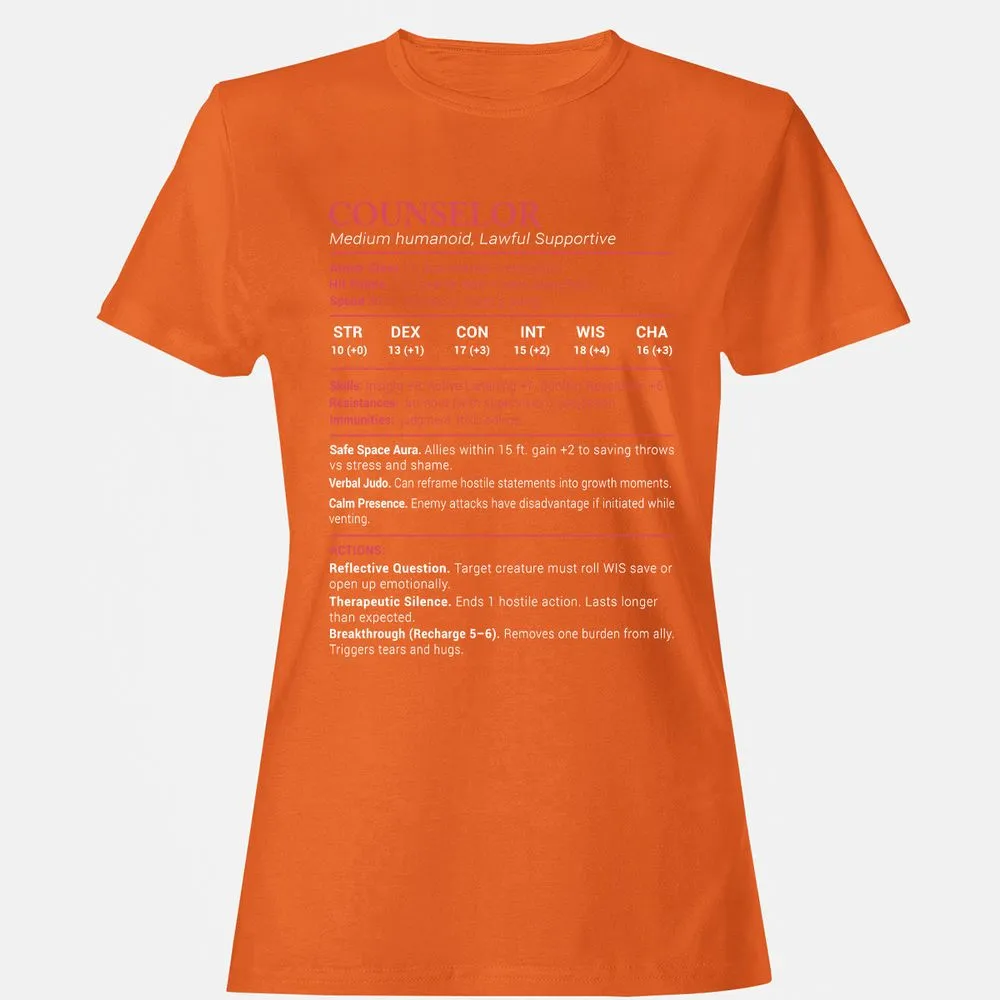 Counselor Stats Women's T-Shirt - Orange - 11