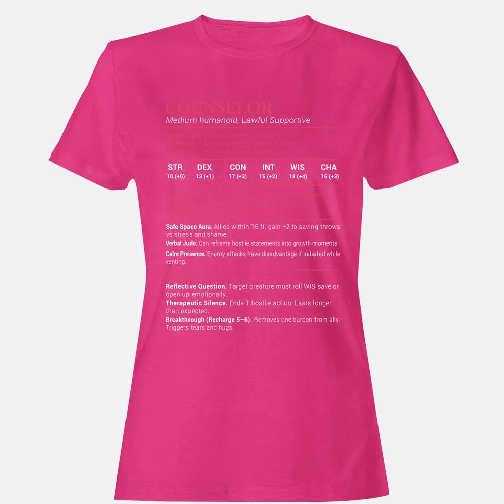 Counselor Stats Women's T-Shirt - Heliconia - 6