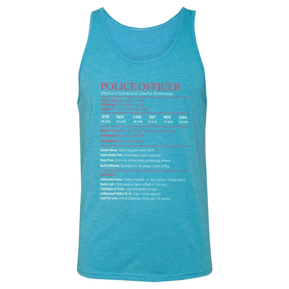 Police Officer Stats Unisex Jersey Tank - Aqua Triblend - 3
