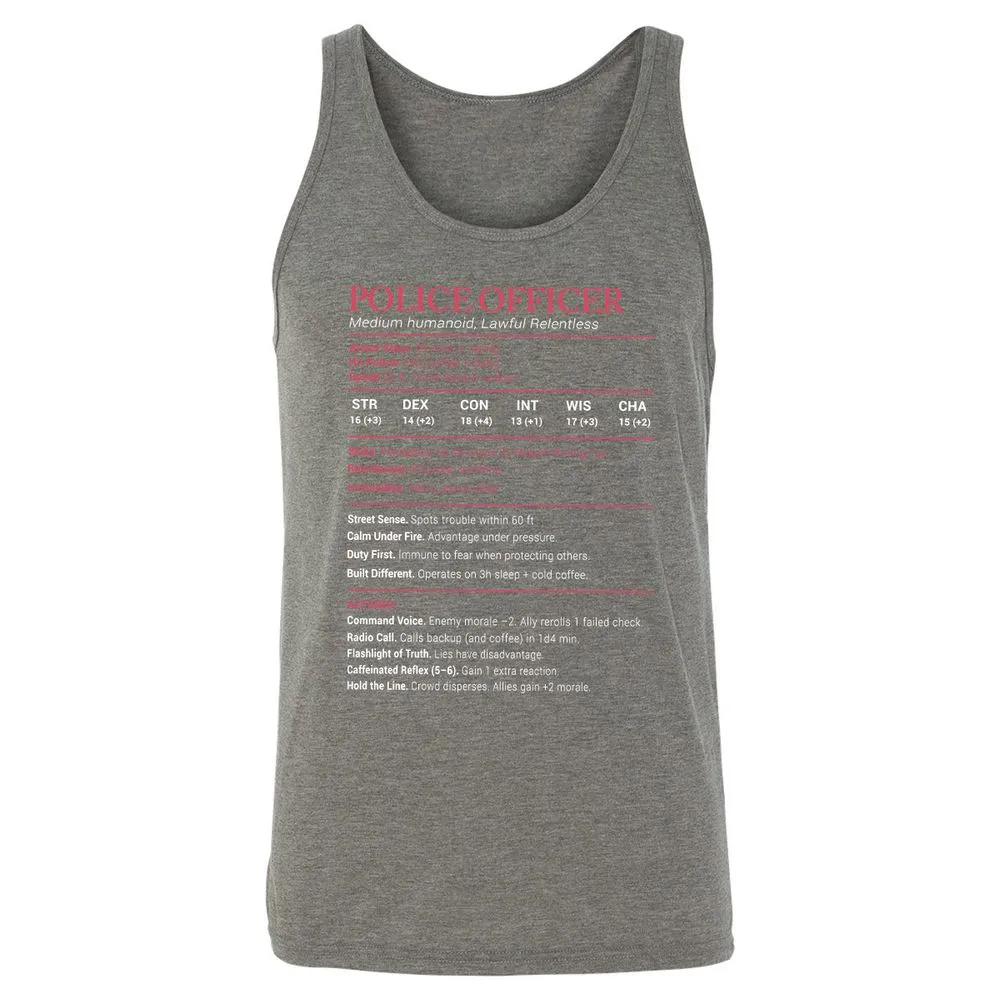 Police Officer Stats Unisex Jersey Tank - Grey Triblend - 8