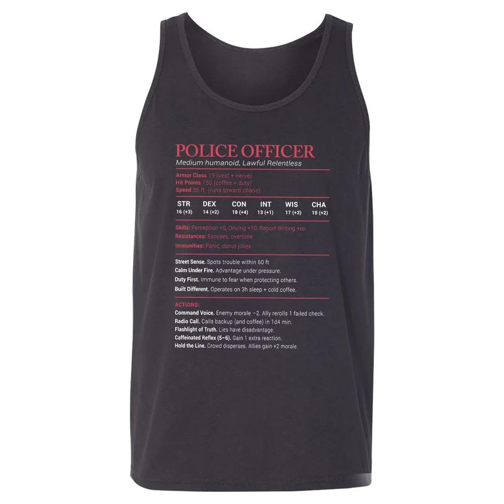 Police Officer Stats Unisex Jersey Tank - Dark Grey - 7