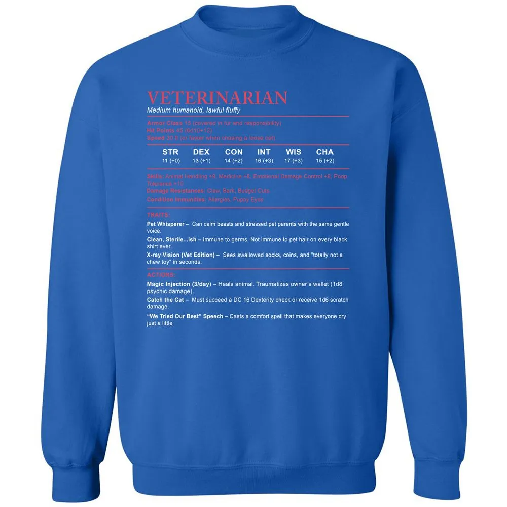Veterinarian Stats Classic Unisex Sweatshirt - Royal - 9