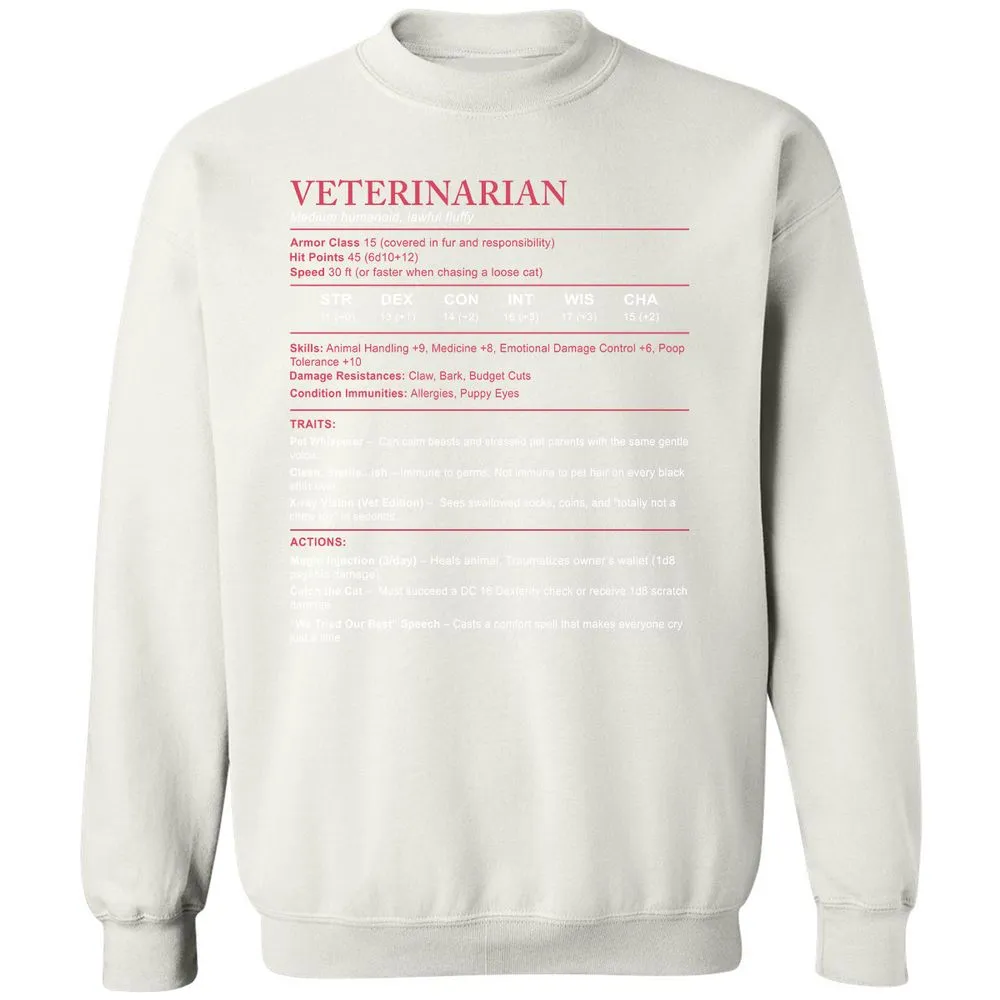 Veterinarian Stats Classic Unisex Sweatshirt - White - 12
