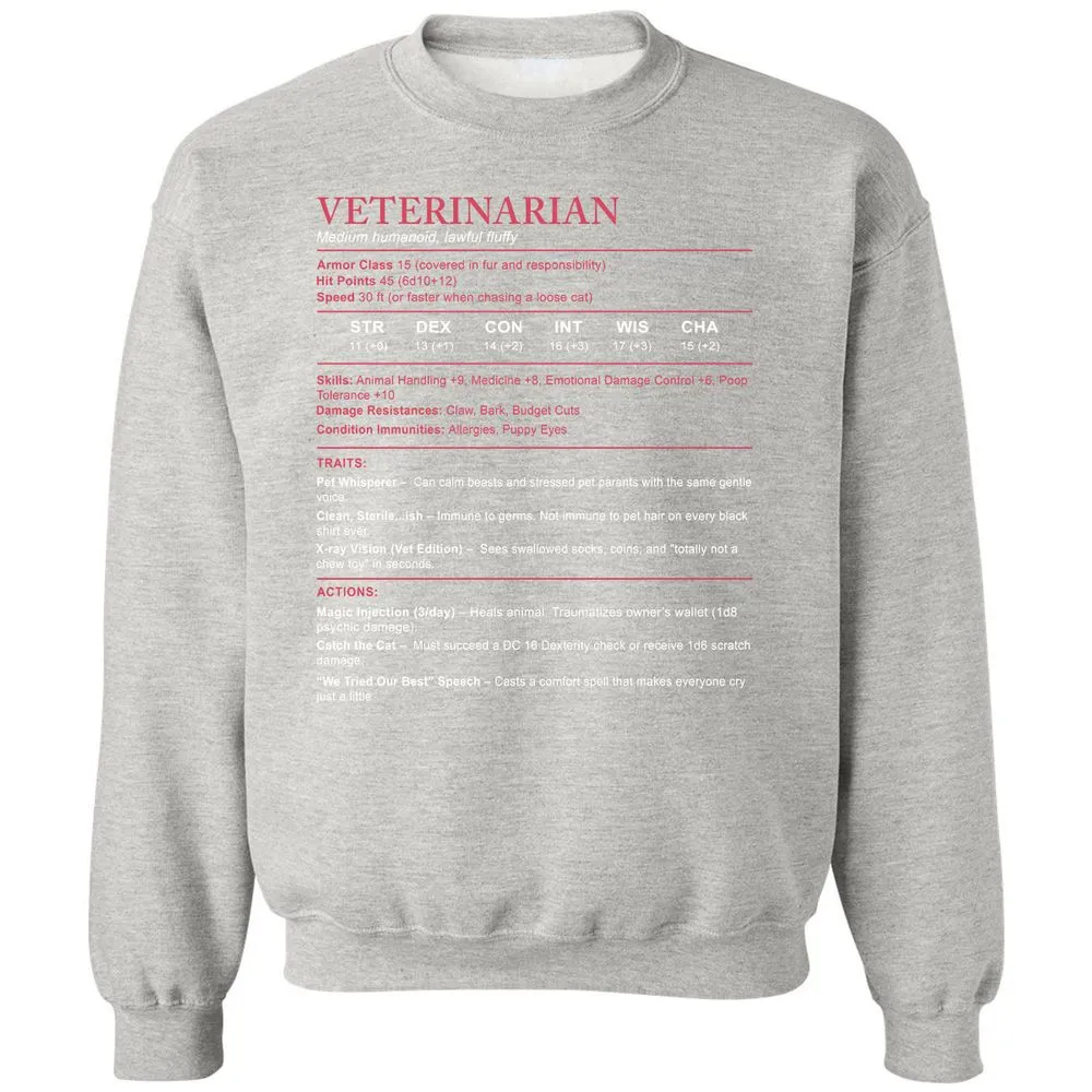 Veterinarian Stats Classic Unisex Sweatshirt - Ash - 8