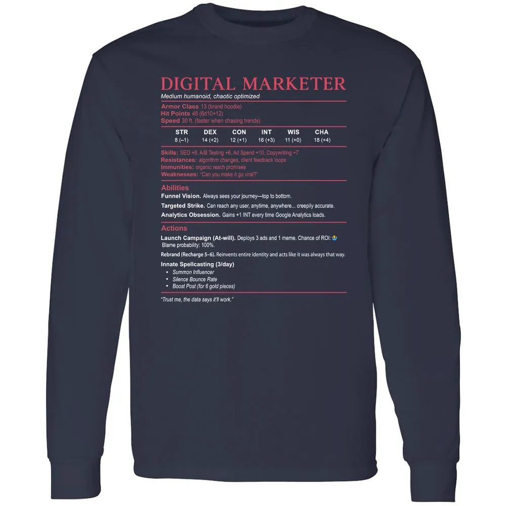 Digital Marketer Stats Long Sleeve T-Shirt - Navy - 2