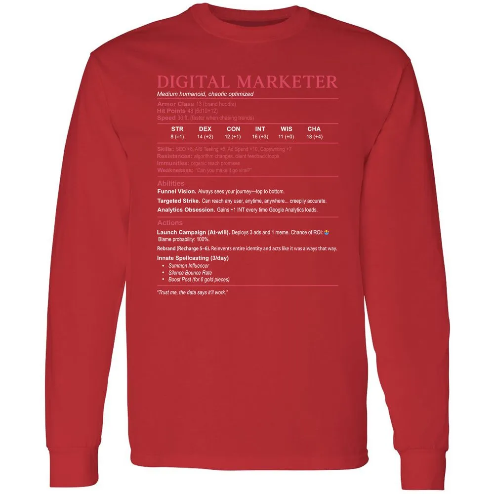 Digital Marketer Stats Long Sleeve T-Shirt - Red - 14