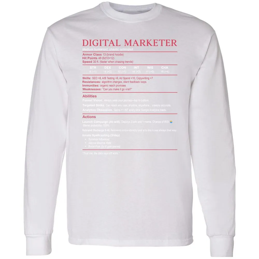 Digital Marketer Stats Long Sleeve T-Shirt - White - 5