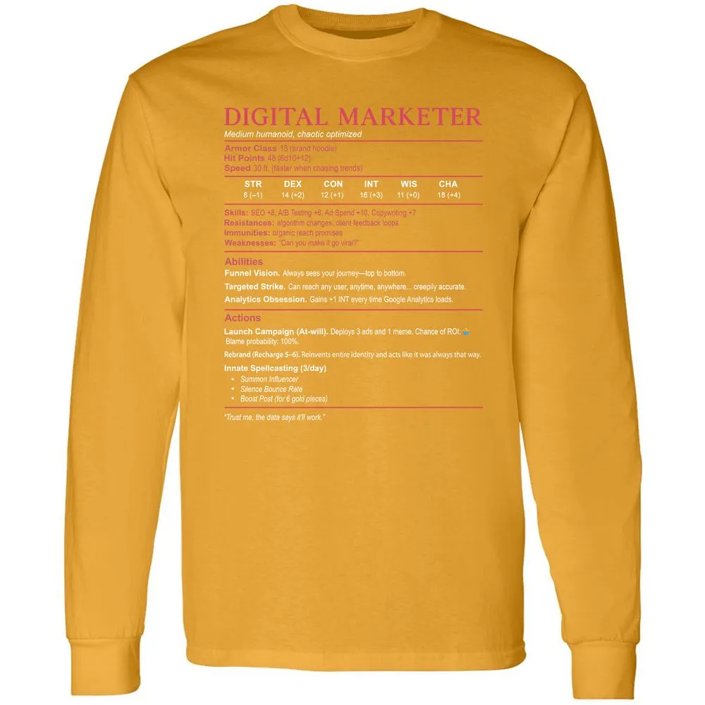 Digital Marketer Stats Long Sleeve T-Shirt - Gold - 9