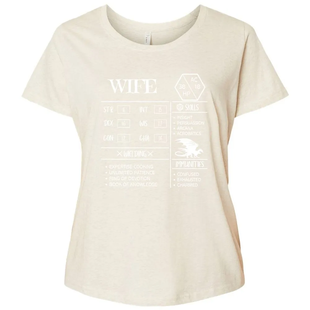 Wife Stats 2 Ladies Curvy Jersey - Natural Heather - 8