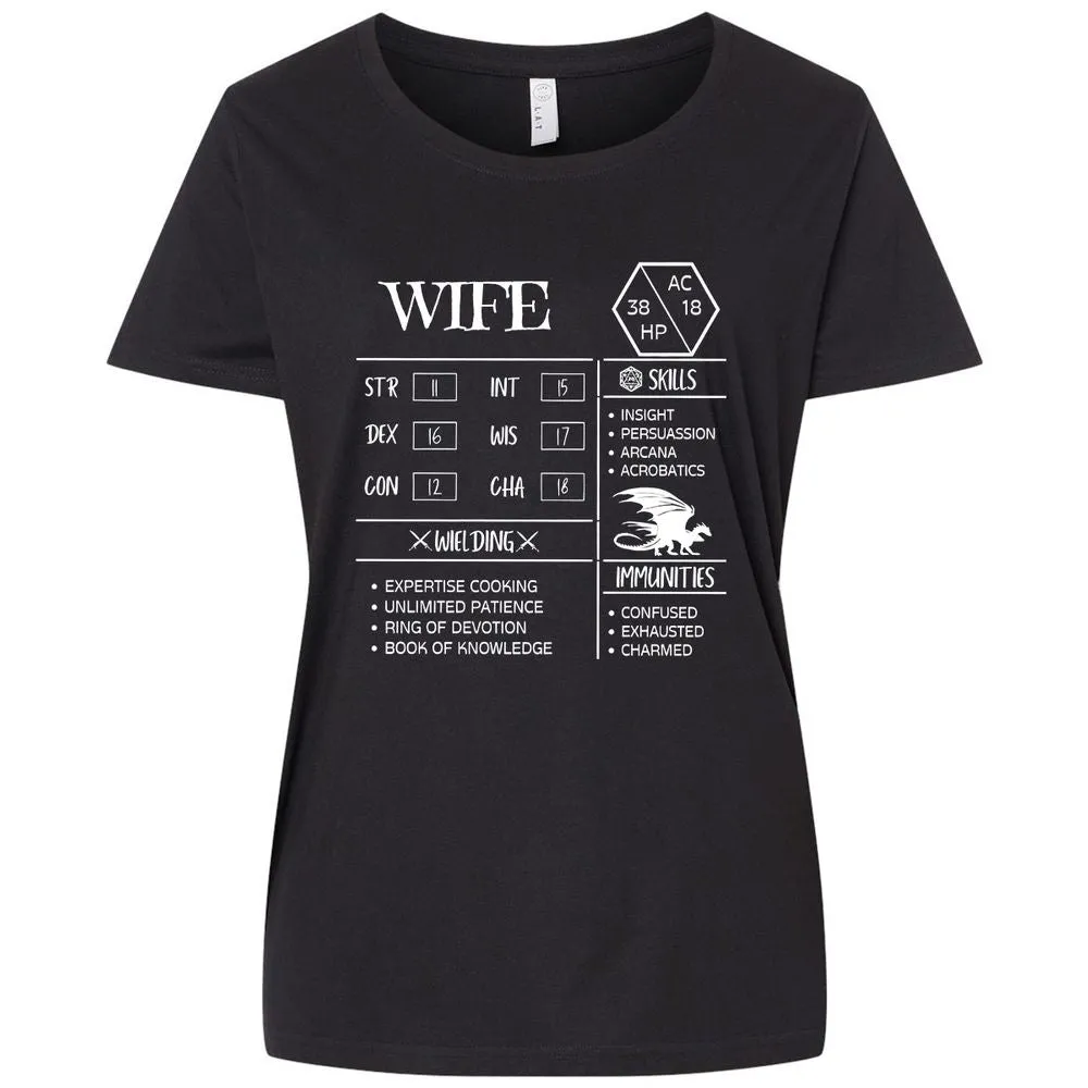 Wife Stats 2 Ladies Curvy Jersey - Blended Black - 1