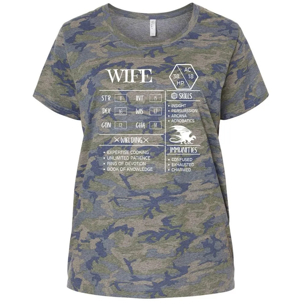 Wife Stats 2 Ladies Curvy Jersey - Vintage Camo - 5