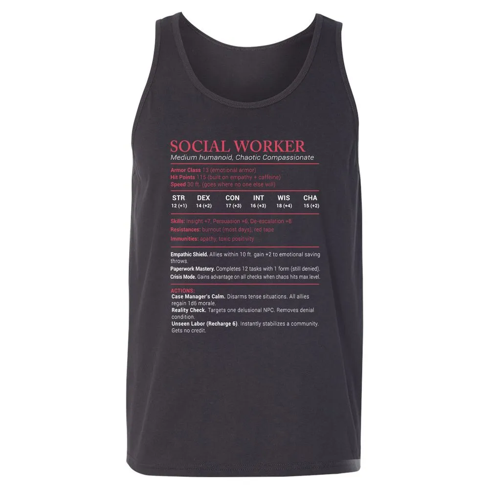 Social Worker Stats Unisex Jersey Tank - Dark Grey - 7
