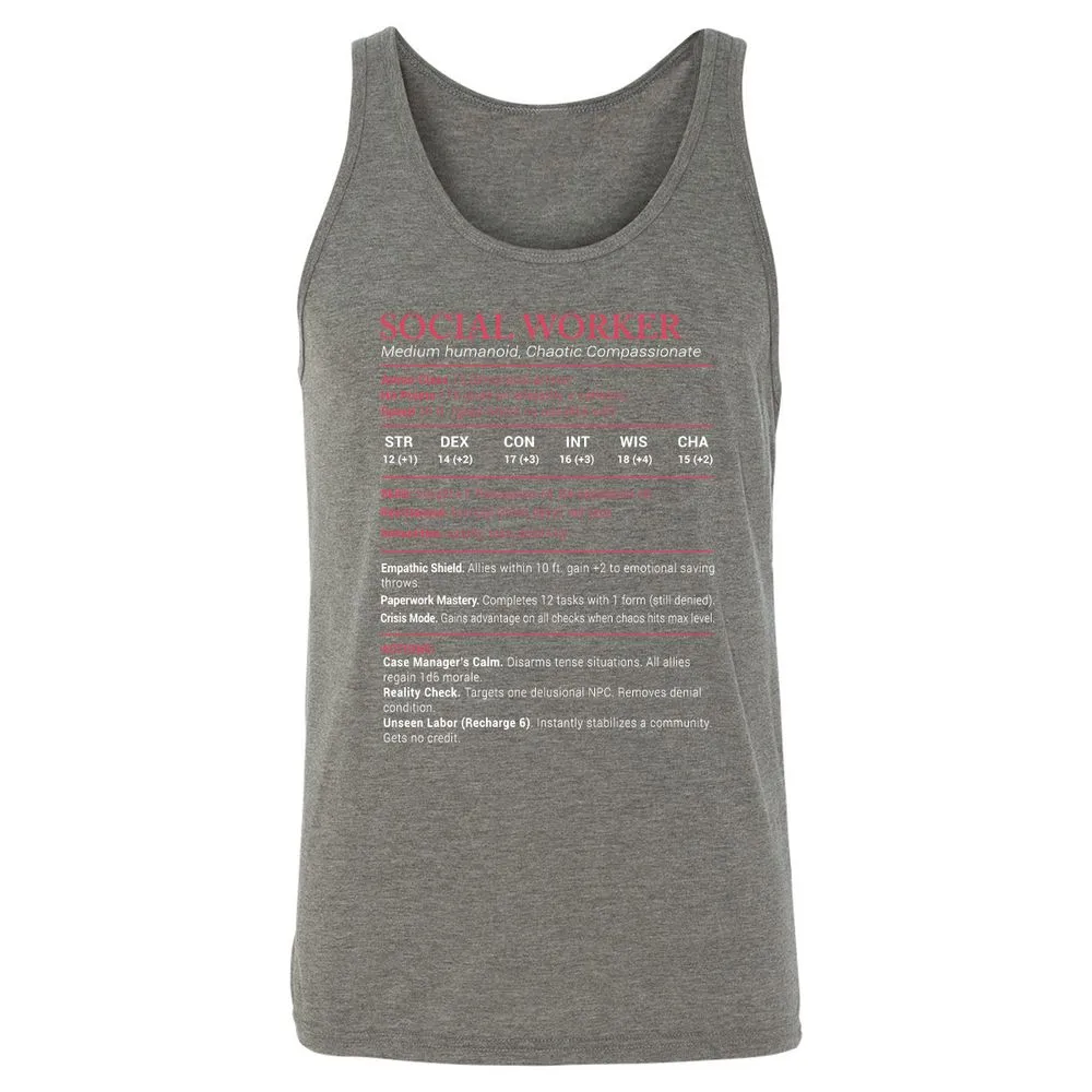 Social Worker Stats Unisex Jersey Tank - Grey Triblend - 8