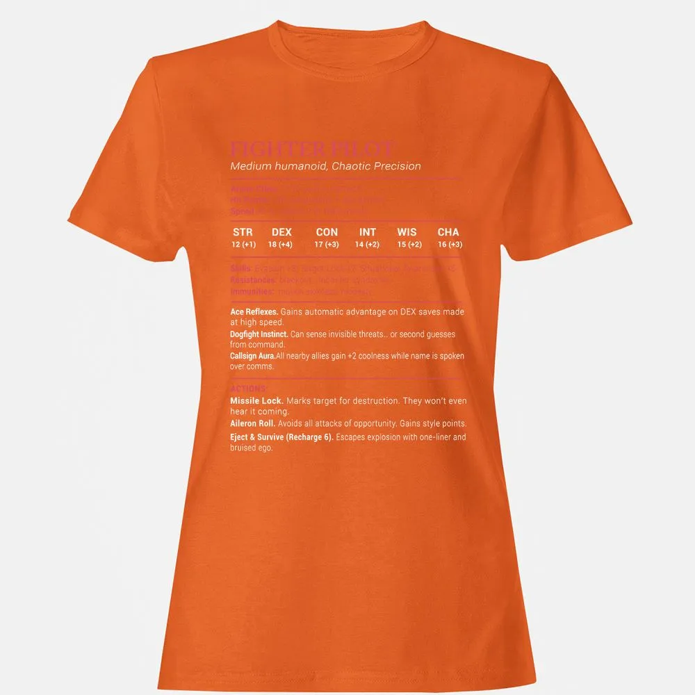 Fighter Pilot Stats Women's T-Shirt - Orange - 11