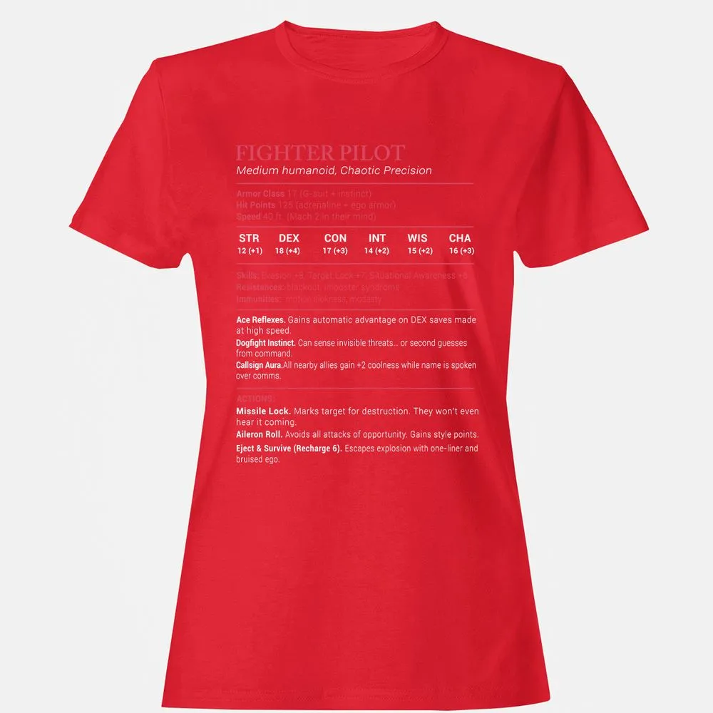 Fighter Pilot Stats Women's T-Shirt - Red - 13