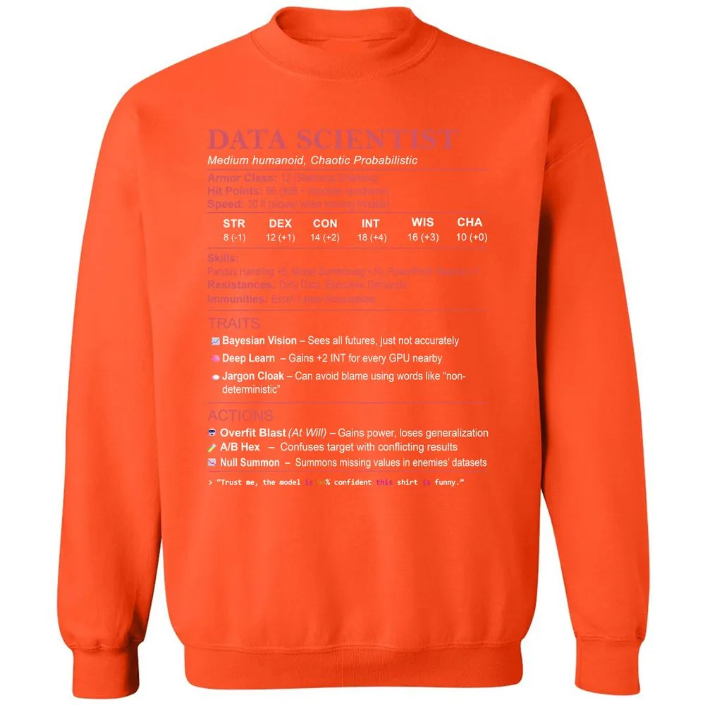 Data Scientist Stats Classic Unisex Sweatshirt - Orange - 10