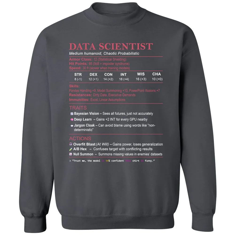 Data Scientist Stats Classic Unisex Sweatshirt - Charcoal - 7