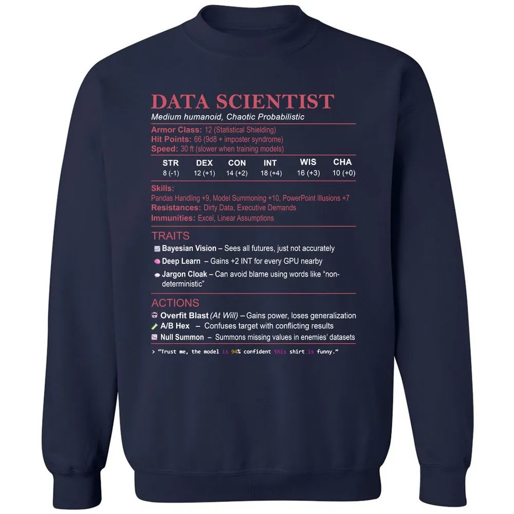 Data Scientist Stats Classic Unisex Sweatshirt - Navy - 2