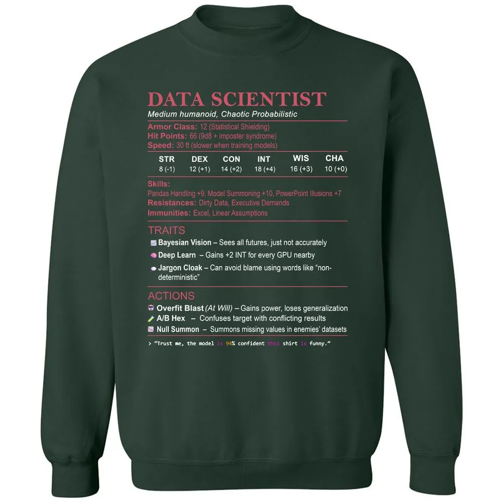Data Scientist Stats Classic Unisex Sweatshirt - Forest Green - 4