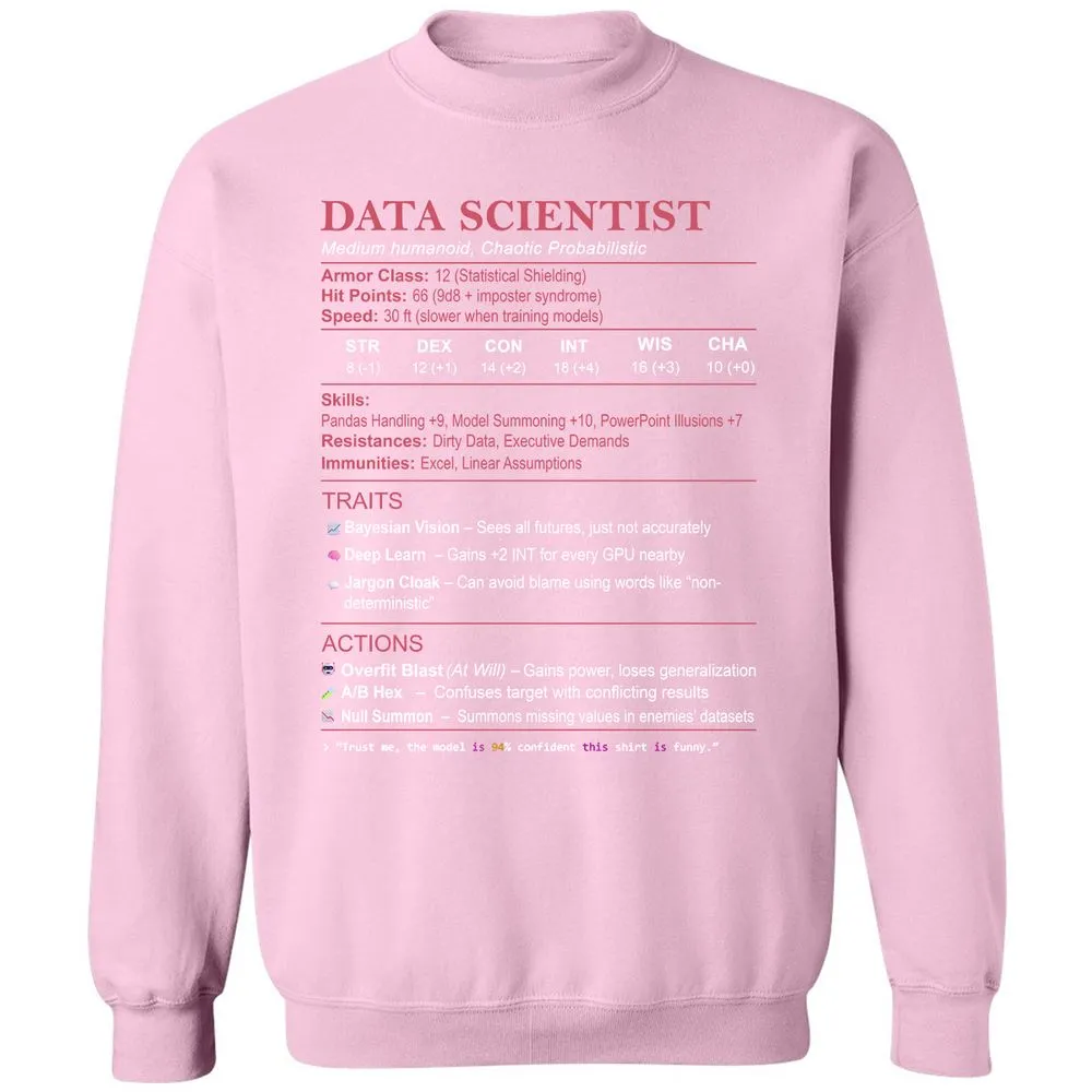 Data Scientist Stats Classic Unisex Sweatshirt - Light Pink - 3