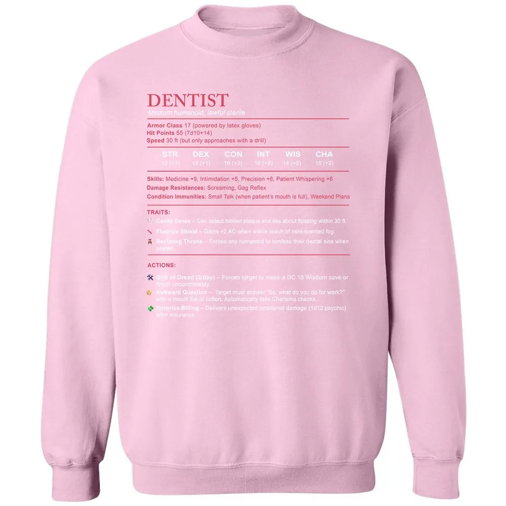 Dentist Stats Classic Unisex Sweatshirt - Light Pink - 3