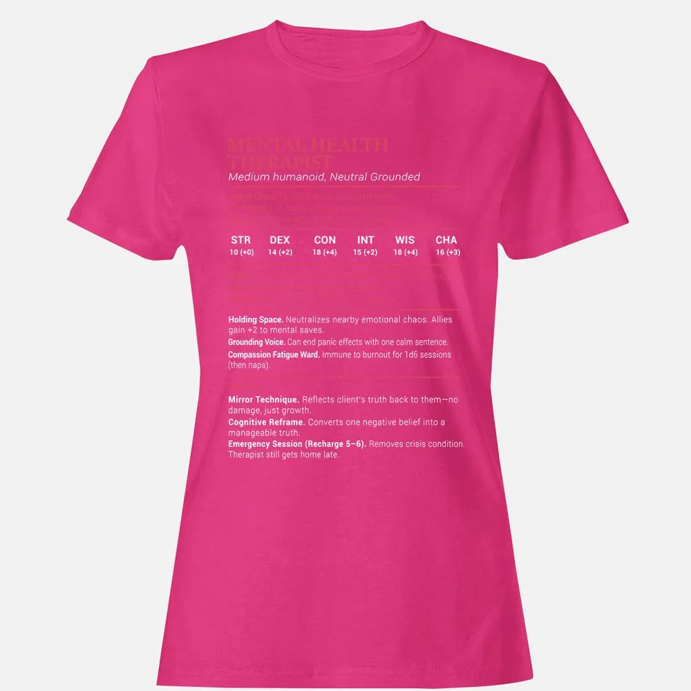 Mental Health Therapist Stats Women's T-Shirt - Heliconia - 6