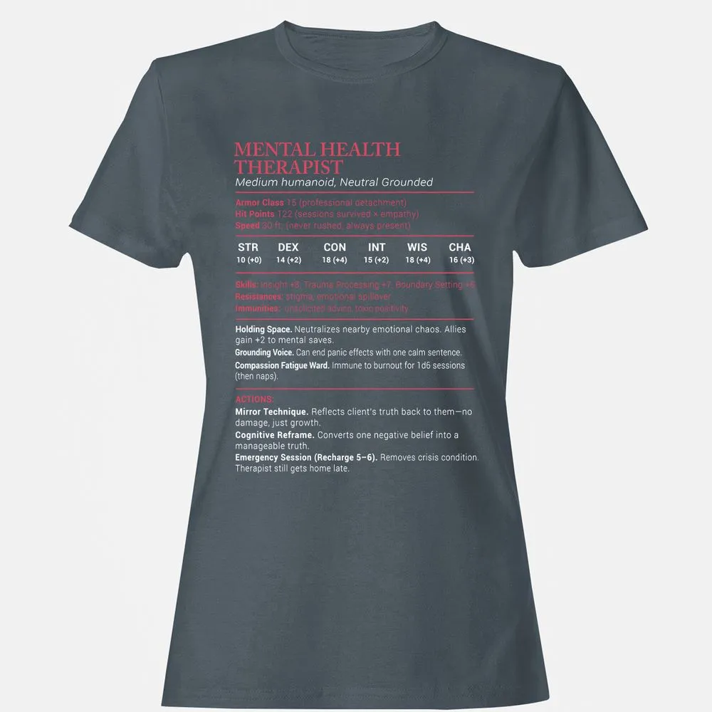 Mental Health Therapist Stats Women's T-Shirt - Charcoal - 3