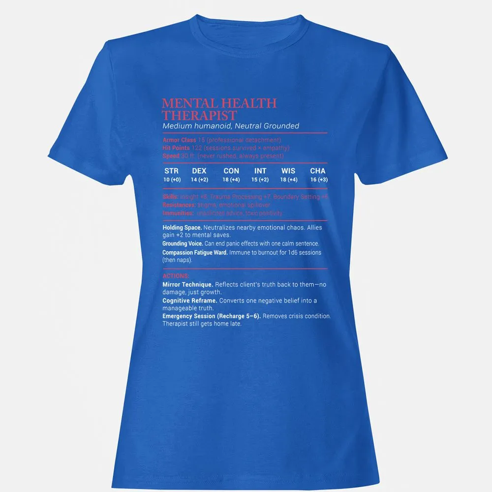 Mental Health Therapist Stats Women's T-Shirt - Royal - 14