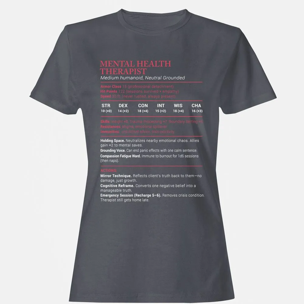 Mental Health Therapist Stats Women's T-Shirt - Dark Heather - 5