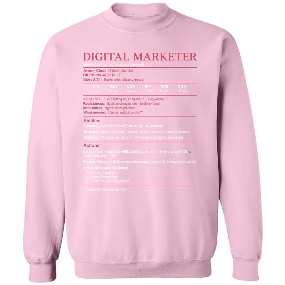 Digital Marketer Stats Classic Unisex Sweatshirt - Light Pink - 3