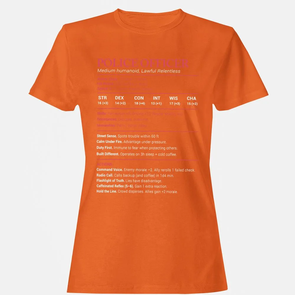 Police Officer Stats Women's T-Shirt - Orange - 11