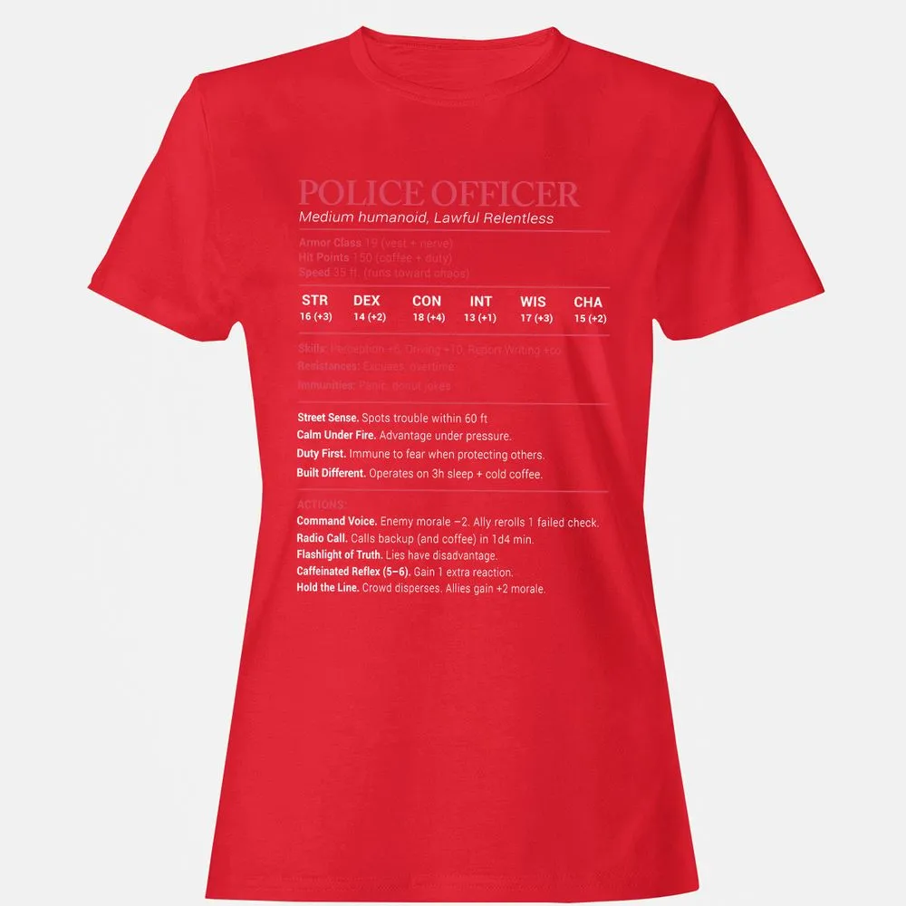 Police Officer Stats Women's T-Shirt - Red - 13