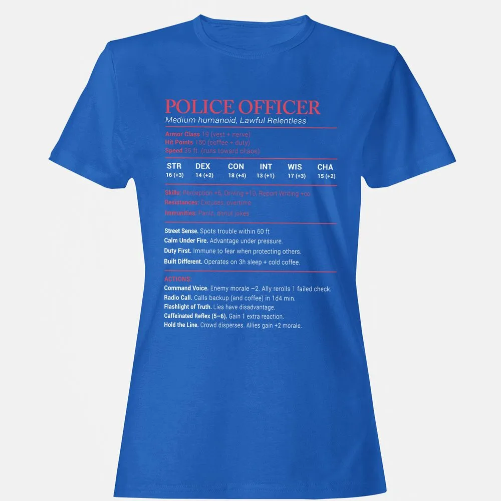 Police Officer Stats Women's T-Shirt - Royal - 14