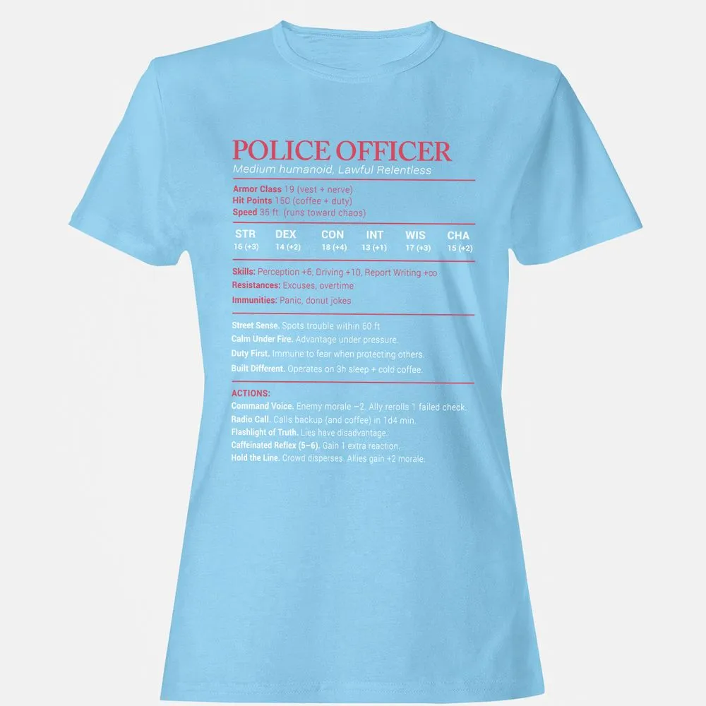 Police Officer Stats Women's T-Shirt - Light Blue - 8