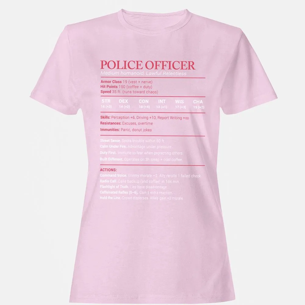 Police Officer Stats Women's T-Shirt - Light Pink - 9