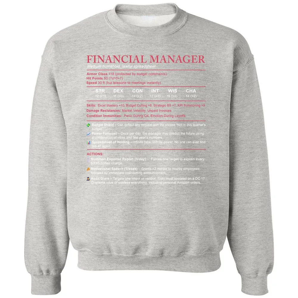 Financial Manager Stats Classic Unisex Sweatshirt - Ash - 8