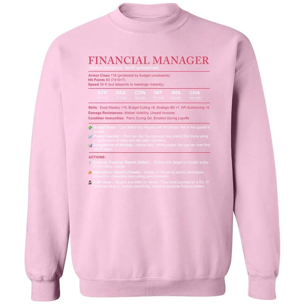 Financial Manager Stats Classic Unisex Sweatshirt - Light Pink - 3