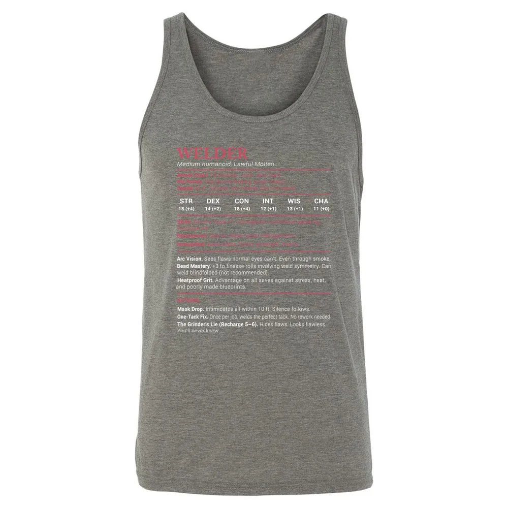 Welder Stats Unisex Jersey Tank - Grey Triblend - 8