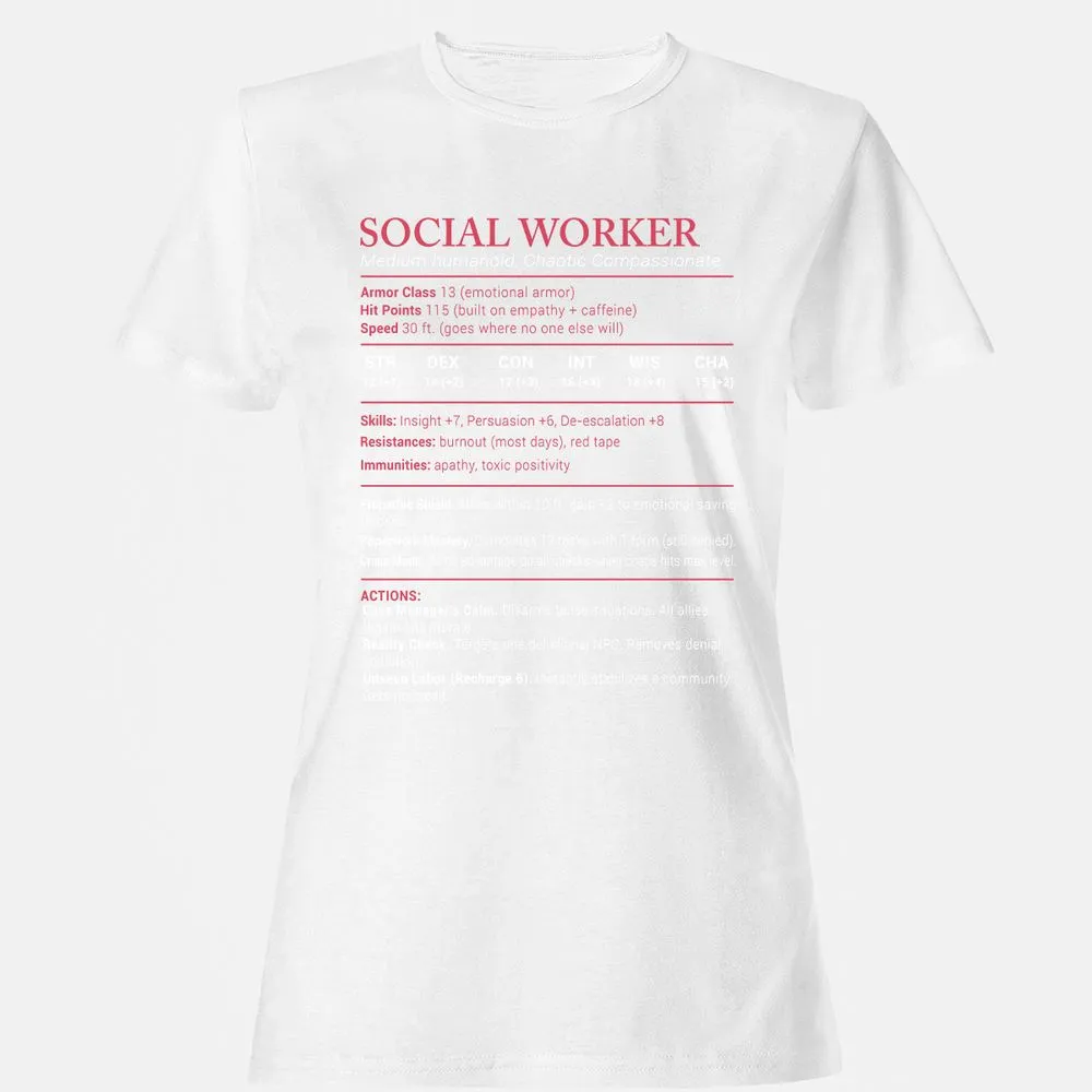 Social Worker Stats Women's T-Shirt - White - 16